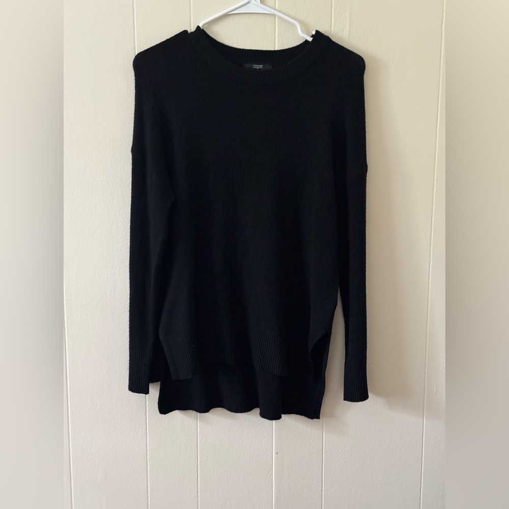 Tahari Black Ribbed Crewneck Sweater